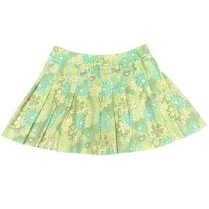 J. McLaughlin Pleated Lime Green Floral Skirt Size 14
